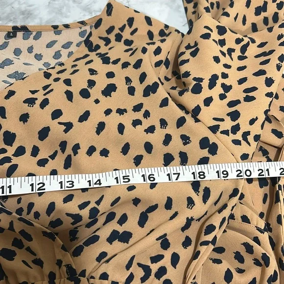 NO BRANCH WOMEN TAN BLACK LEOPARD PRINT MAXI DRESS Sz LG - Picture 10 of 11